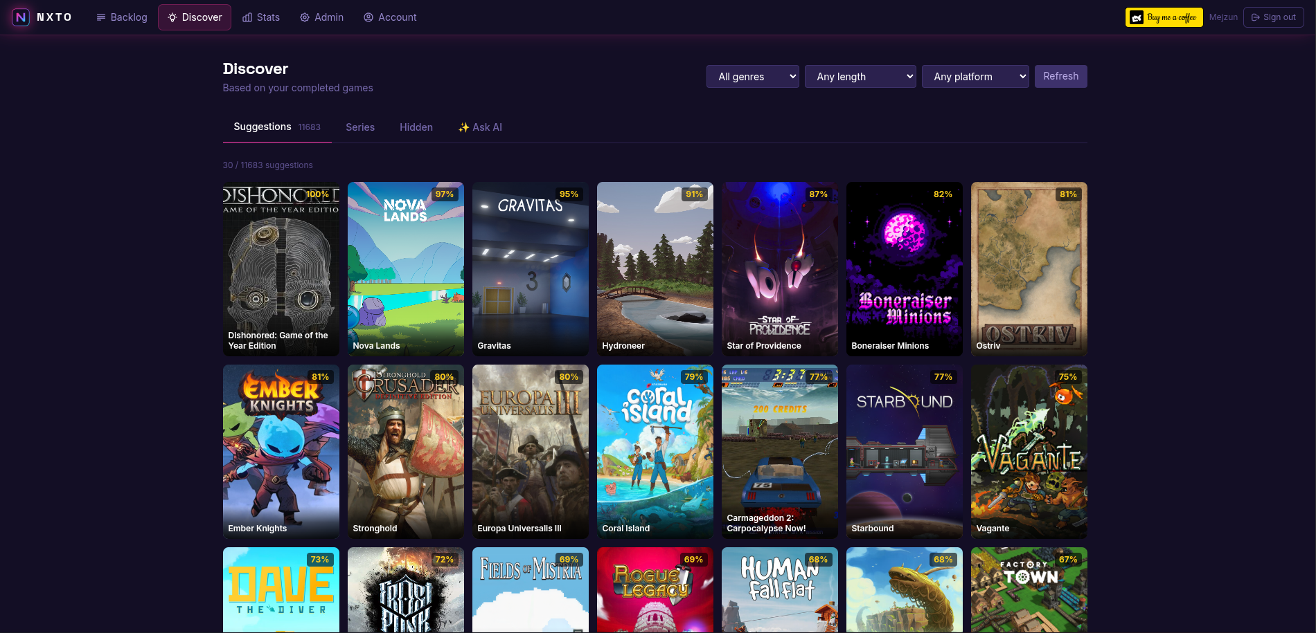 game backlog recomendacje